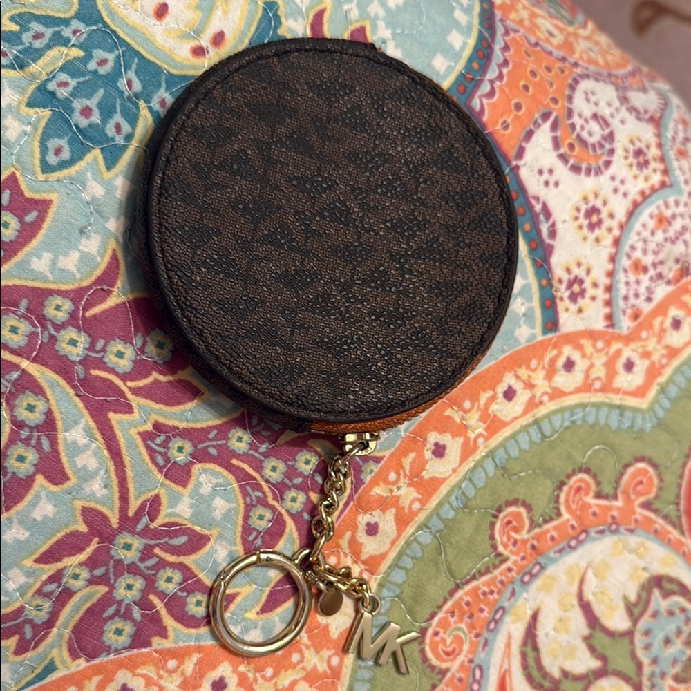 Michael Kors Brown and Gold Key Card Holder